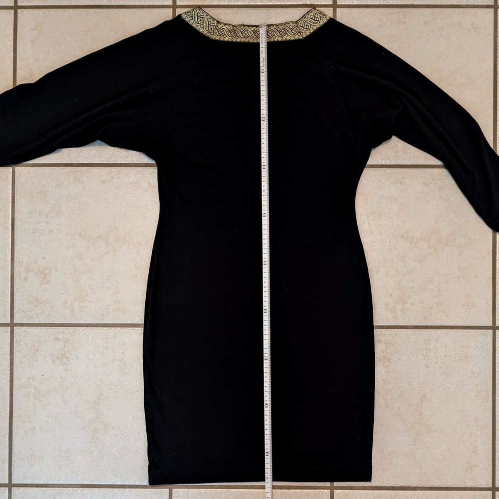 Real Y2K Vintage Together! Brand Gold and Black Dress Celtic Design Square Neck - Picture 7 of 9